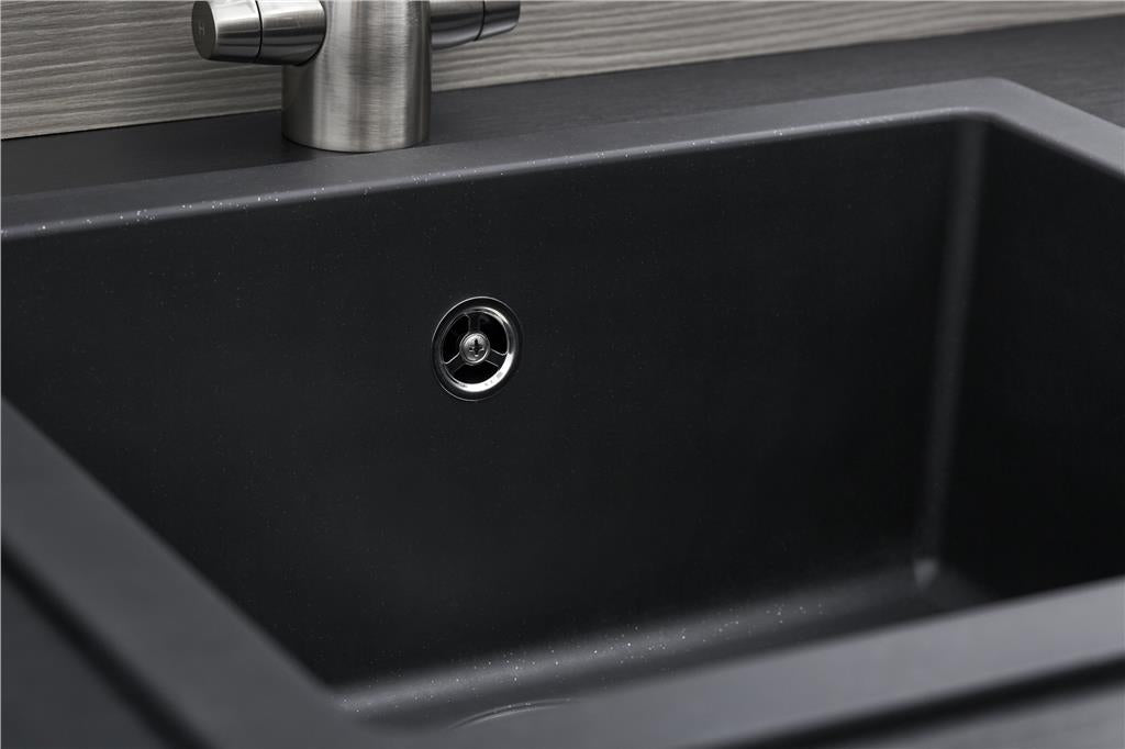 Liquida EN01BL 1.0 Bowl Black Kitchen Sink, Inset or Undermount Fitting